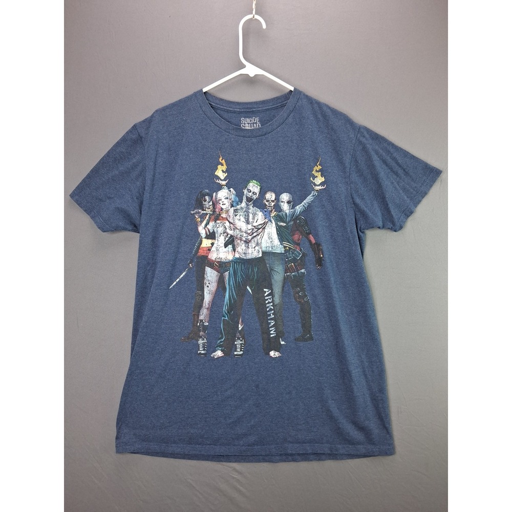 Suicide Squad T Shirt Movie Graphic Cast Harley Quinn Large Blue Crewneck